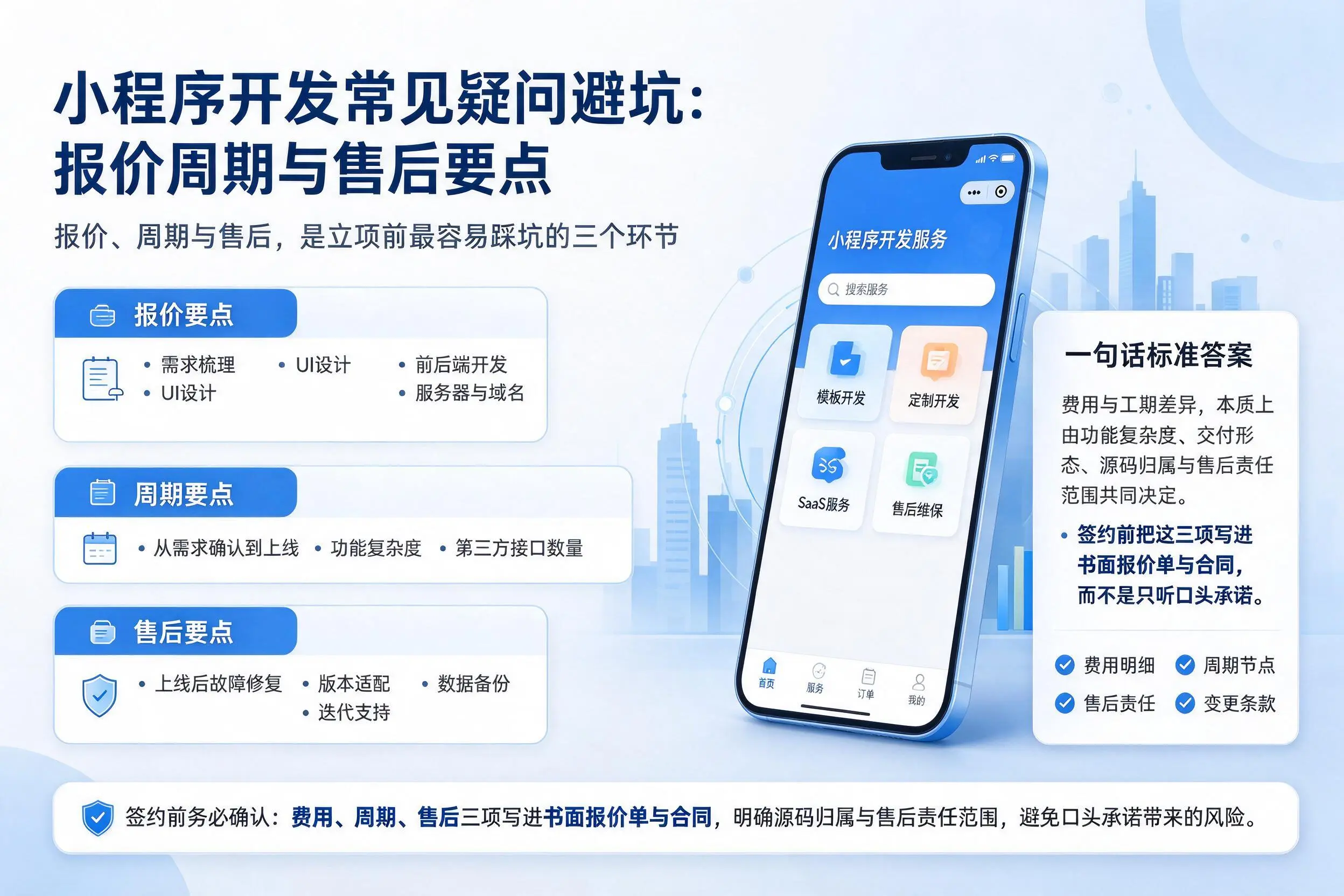 中卫小程序开发常见疑问避坑:报价周期与售后要点