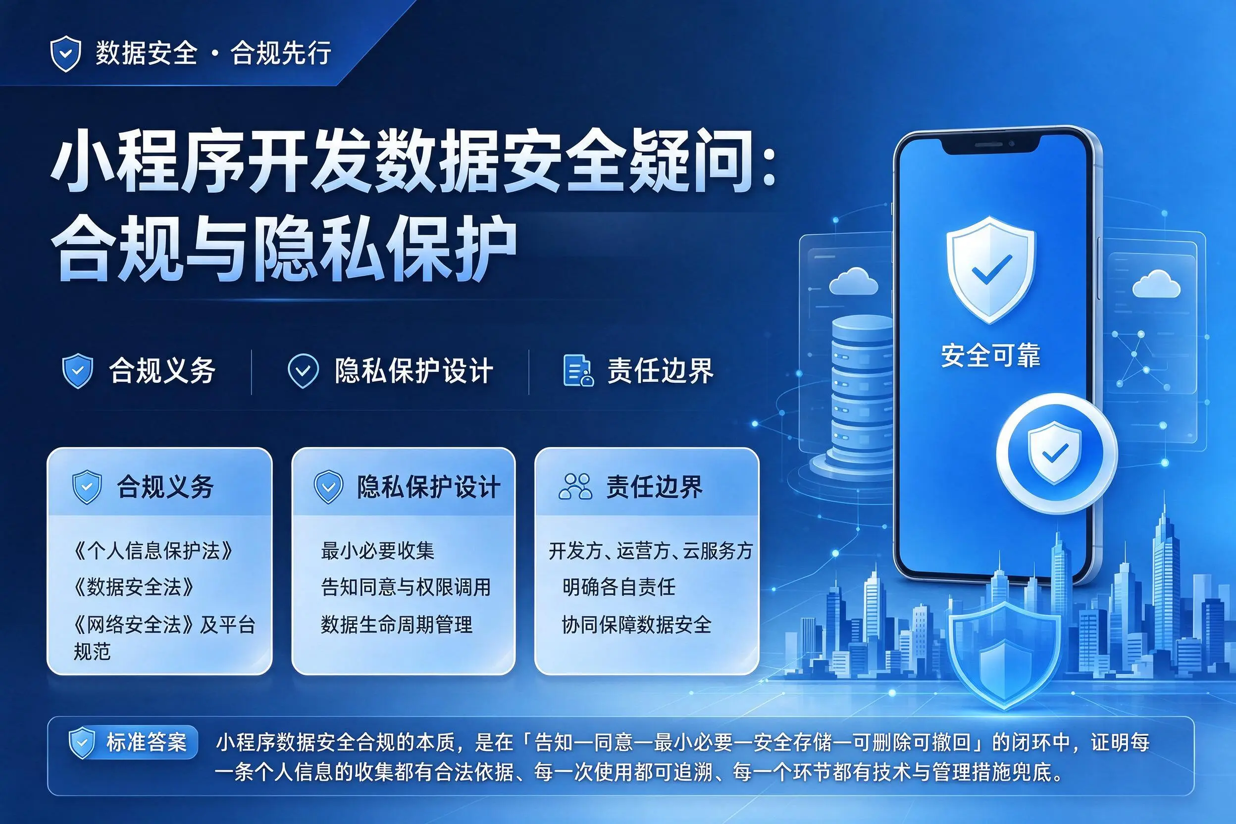 中卫小程序开发数据安全疑问:合规与隐私保护