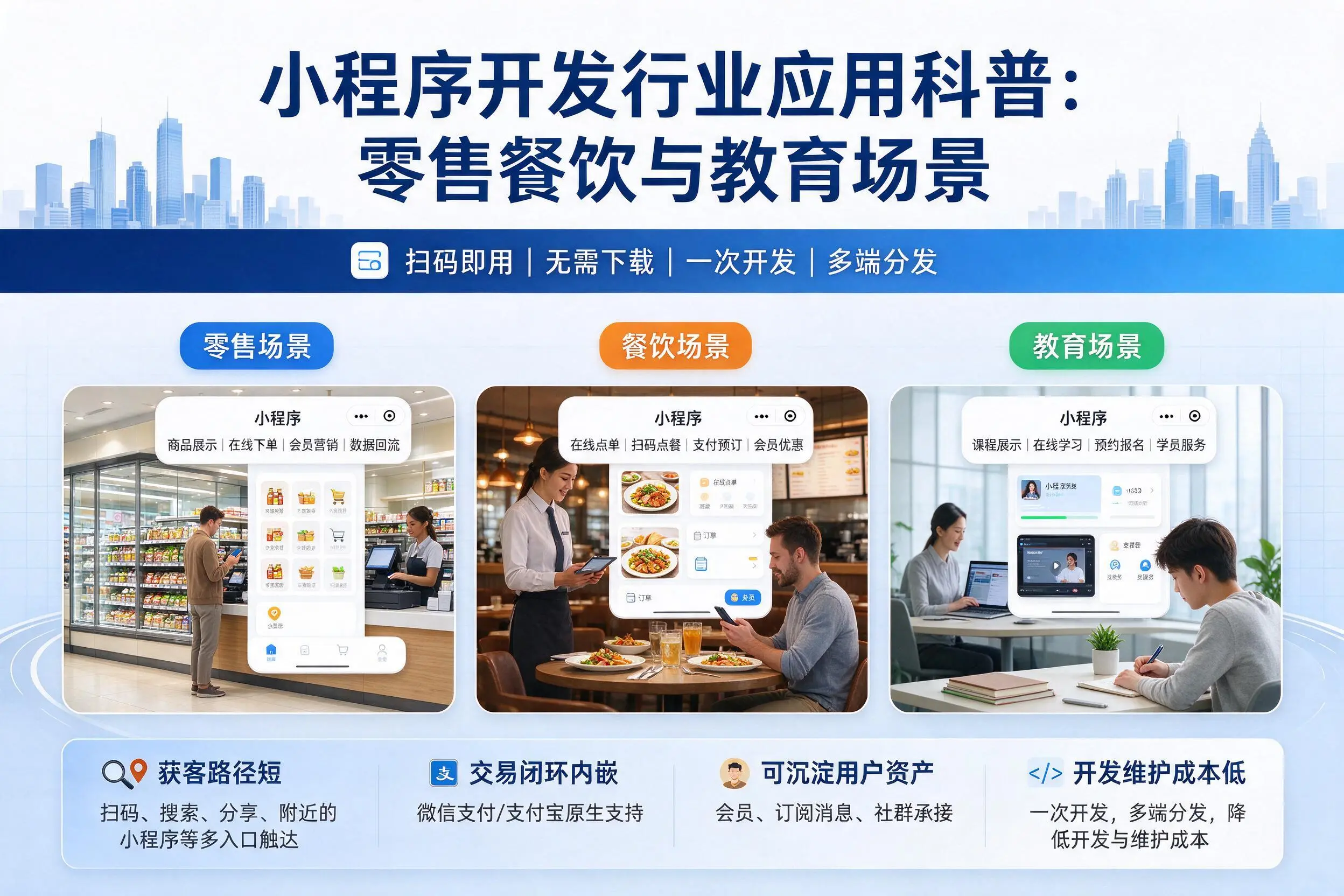 中卫小程序开发行业应用科普:零售餐饮与教育场景