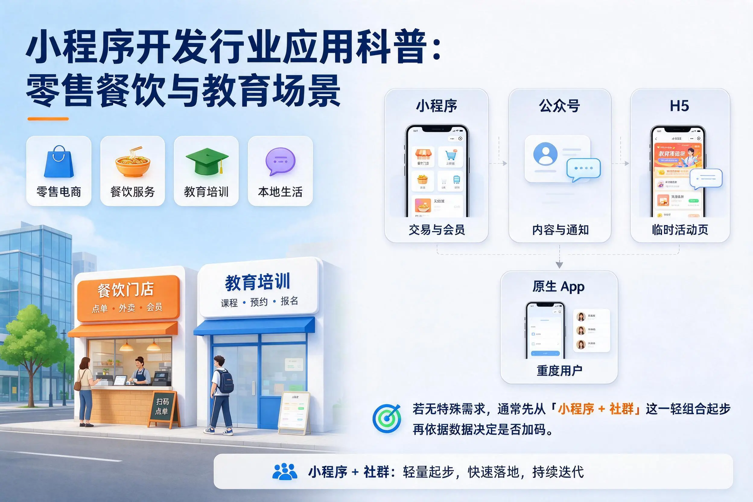 中卫小程序开发行业应用科普:零售餐饮与教育场景