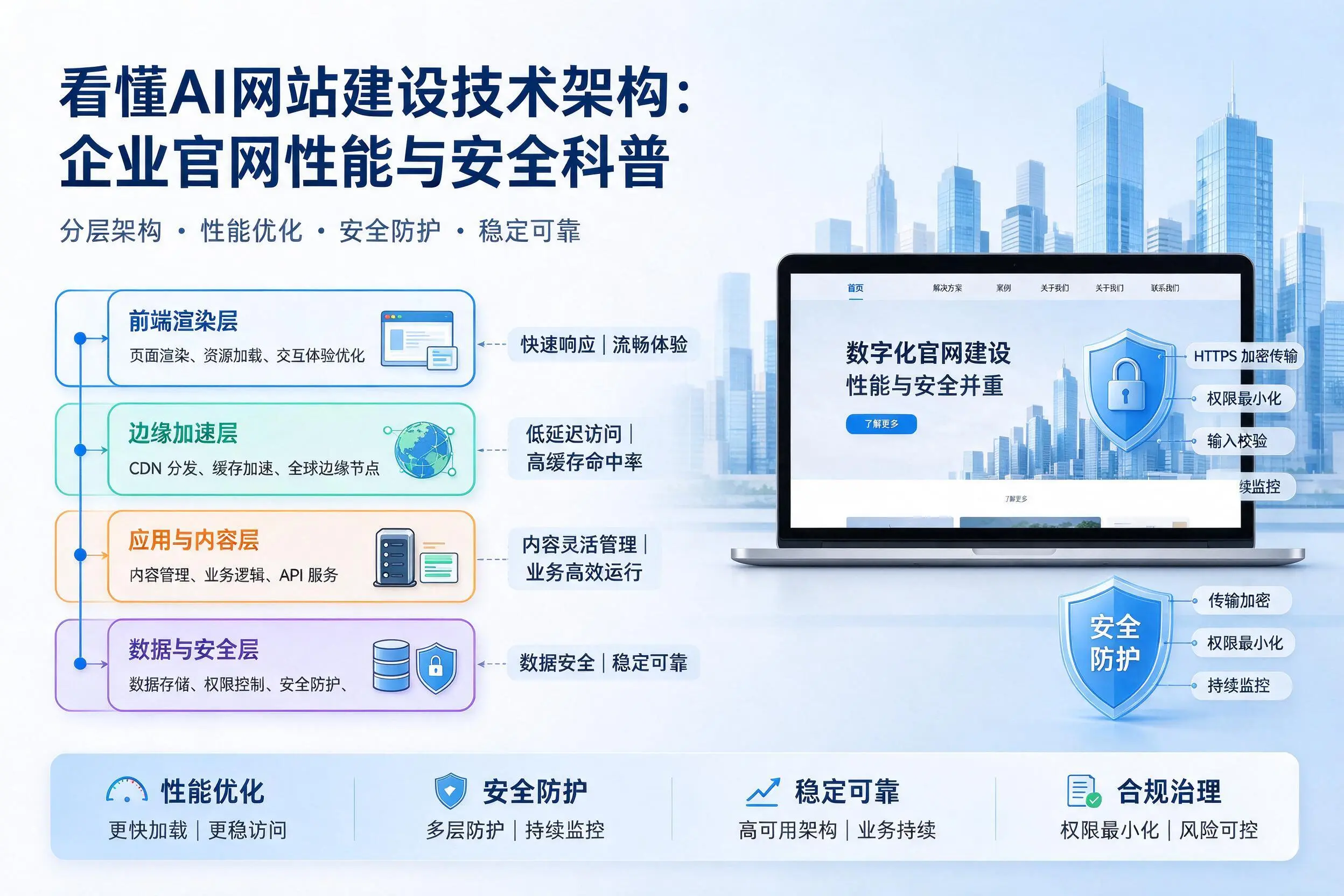 看懂AI网站建设技术架构:中卫企业官网性能与安全科普