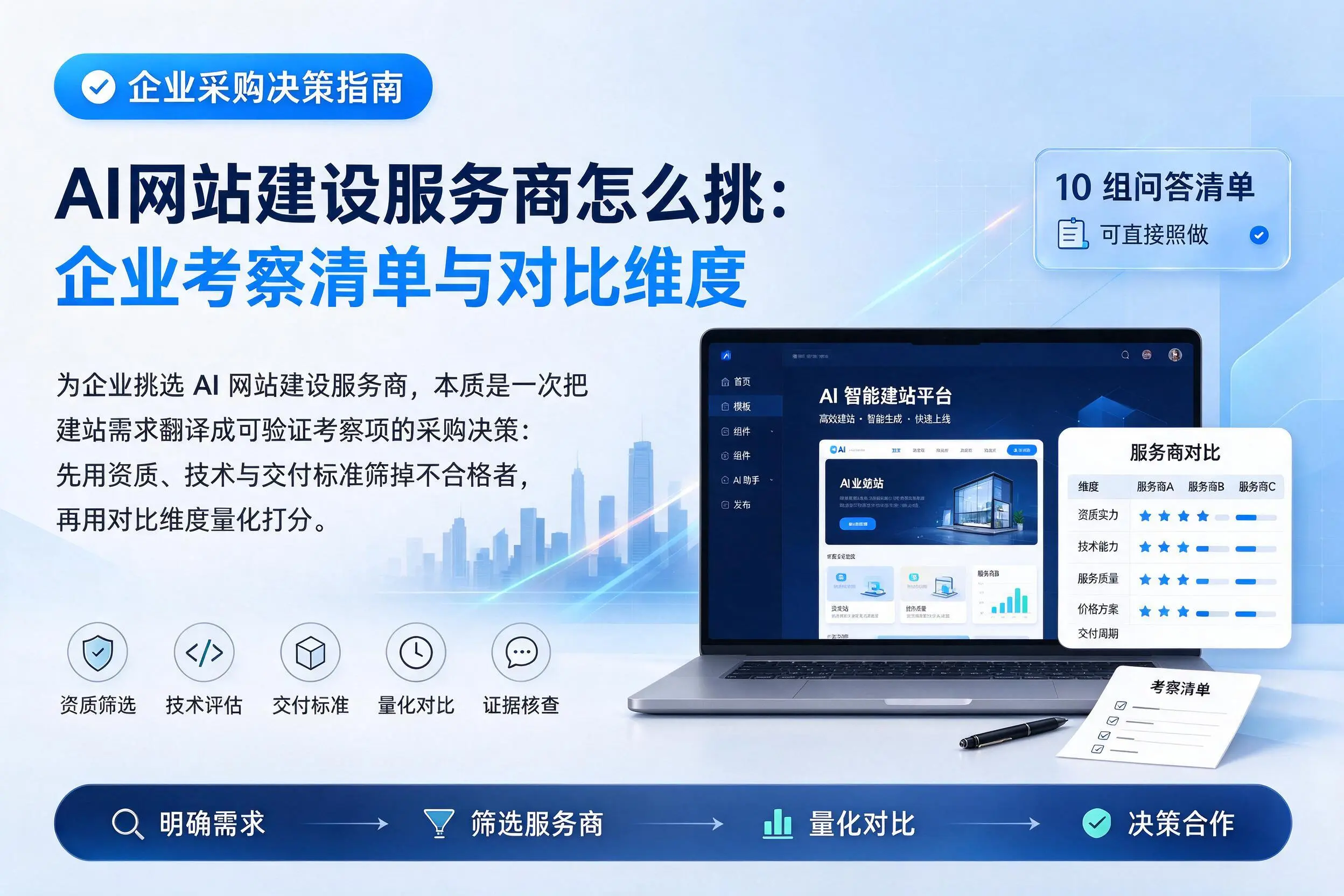 AI网站建设服务商怎么挑：中卫企业考察清单与对比维度