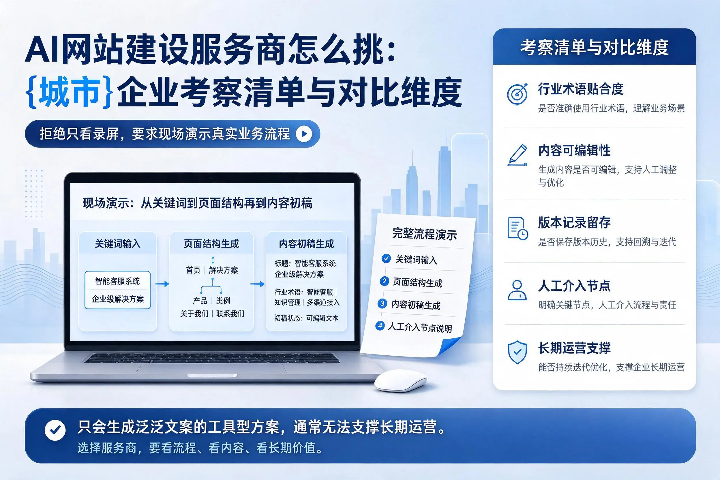 AI网站建设服务商怎么挑：中卫企业考察清单与对比维度