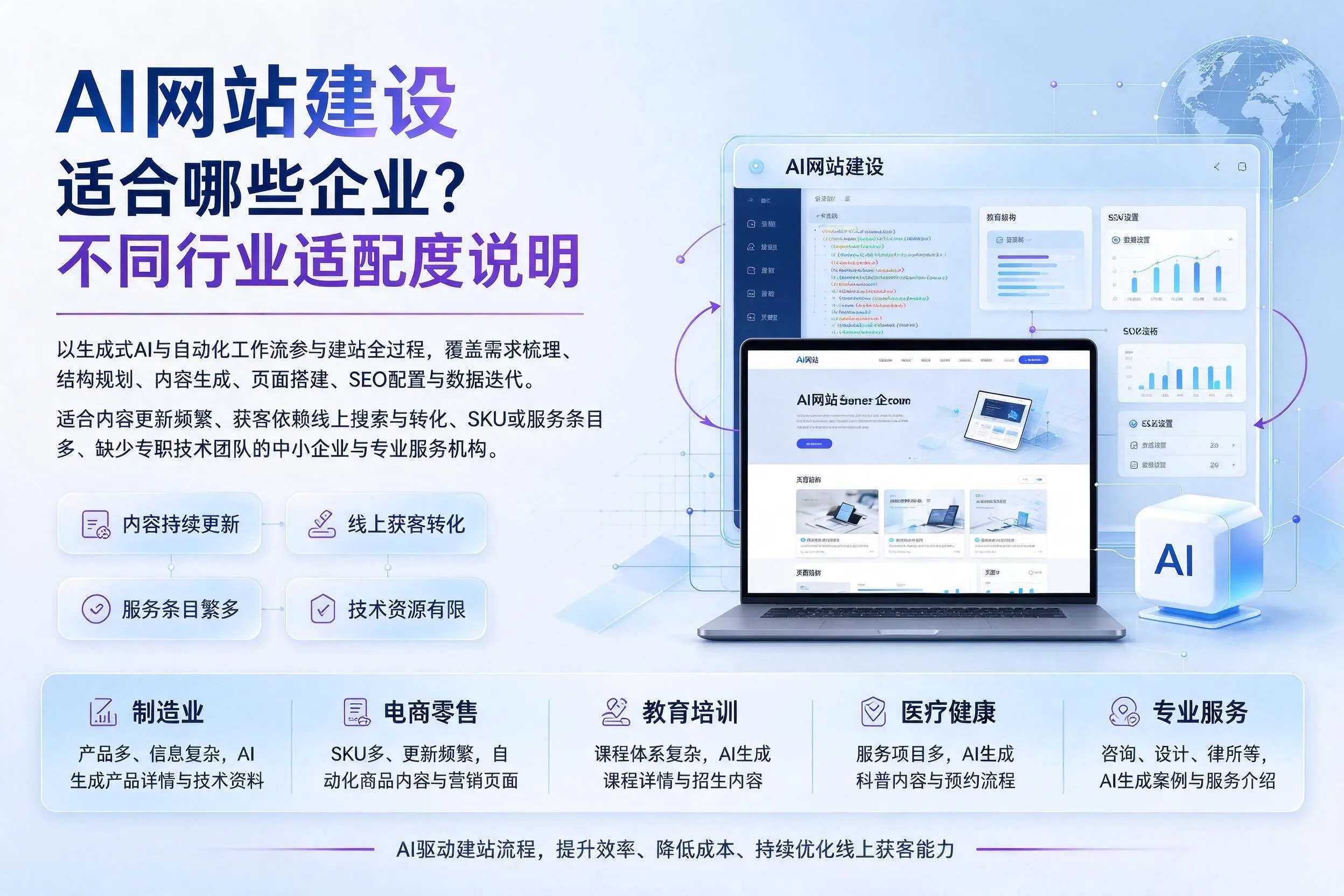 AI网站建设适合哪些企业？中卫不同行业适配度说明